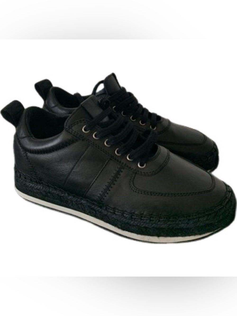 McQ by Alexander McQueen Runner Espadrille Nappa Leather Sneakers in Black 10.5